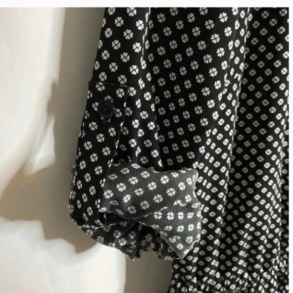 Loft Black/White Four Leaf Clover printed Long Sleeve Romper - Picture 7 of 8